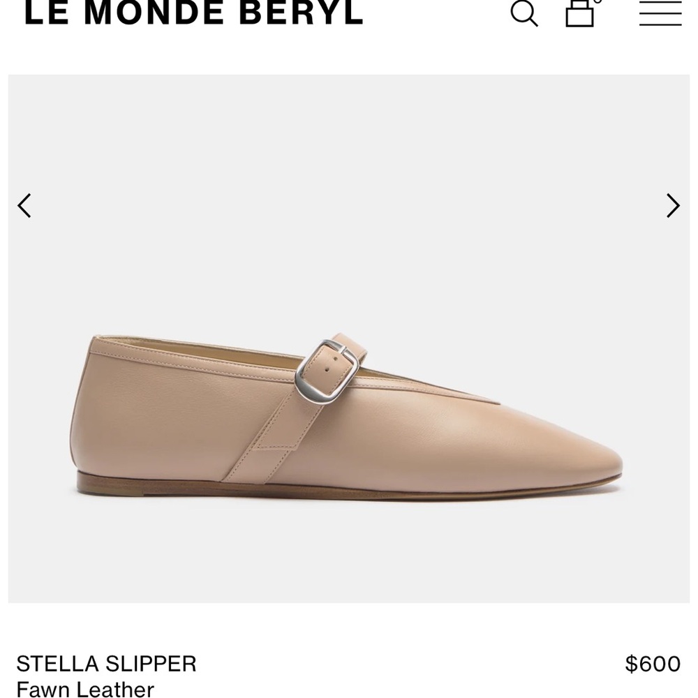 Pale Yellow Mary Jane Leather Flats with Buckle Strap - Picture 2 of 6
